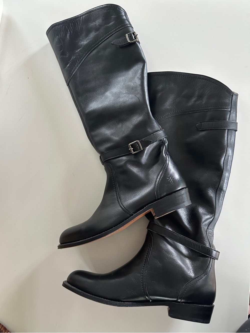 Frye Black Leather Dorado Riding Boots
